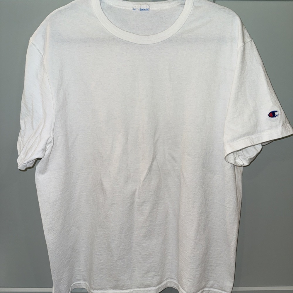 Champion Men's White Plain T Shirt XL (see Measurements) Outdoor Crew Neck